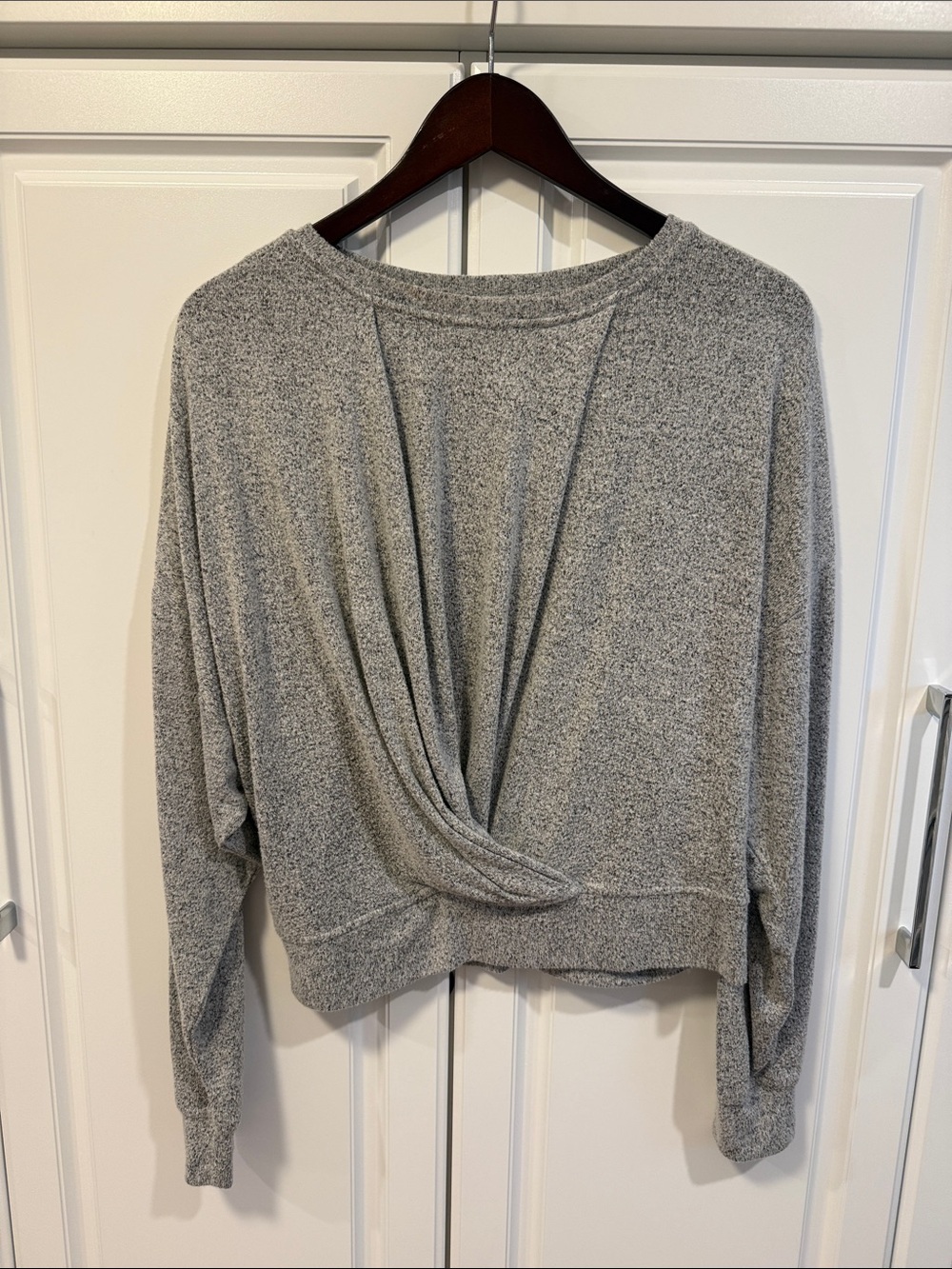 Sugarlips Heather Gray Twist-Front Pullover